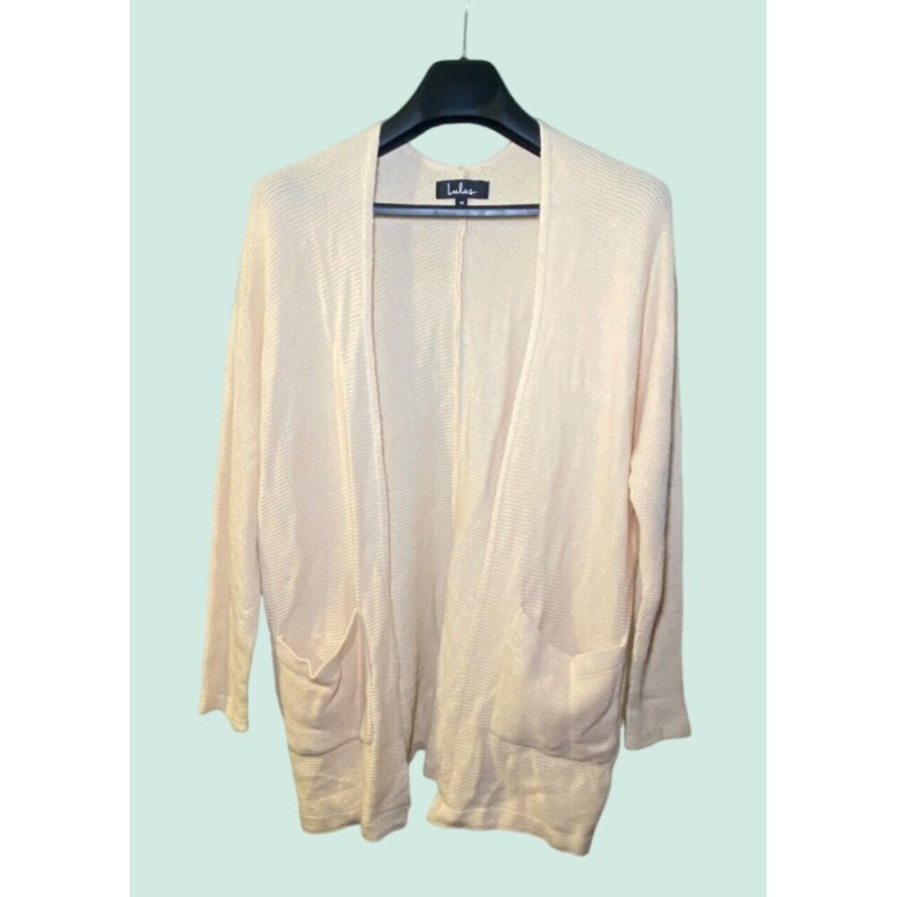 Lulus Medium Beige Open Cardigan Pockets Casual Comfort Layer‎